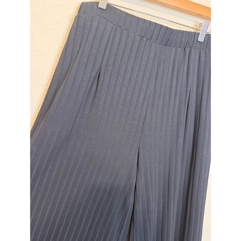 Callahan Knitwear Loungewear Athleisure Casual Black Ribbed Wide Legged Pants XL - Picture 5 of 15